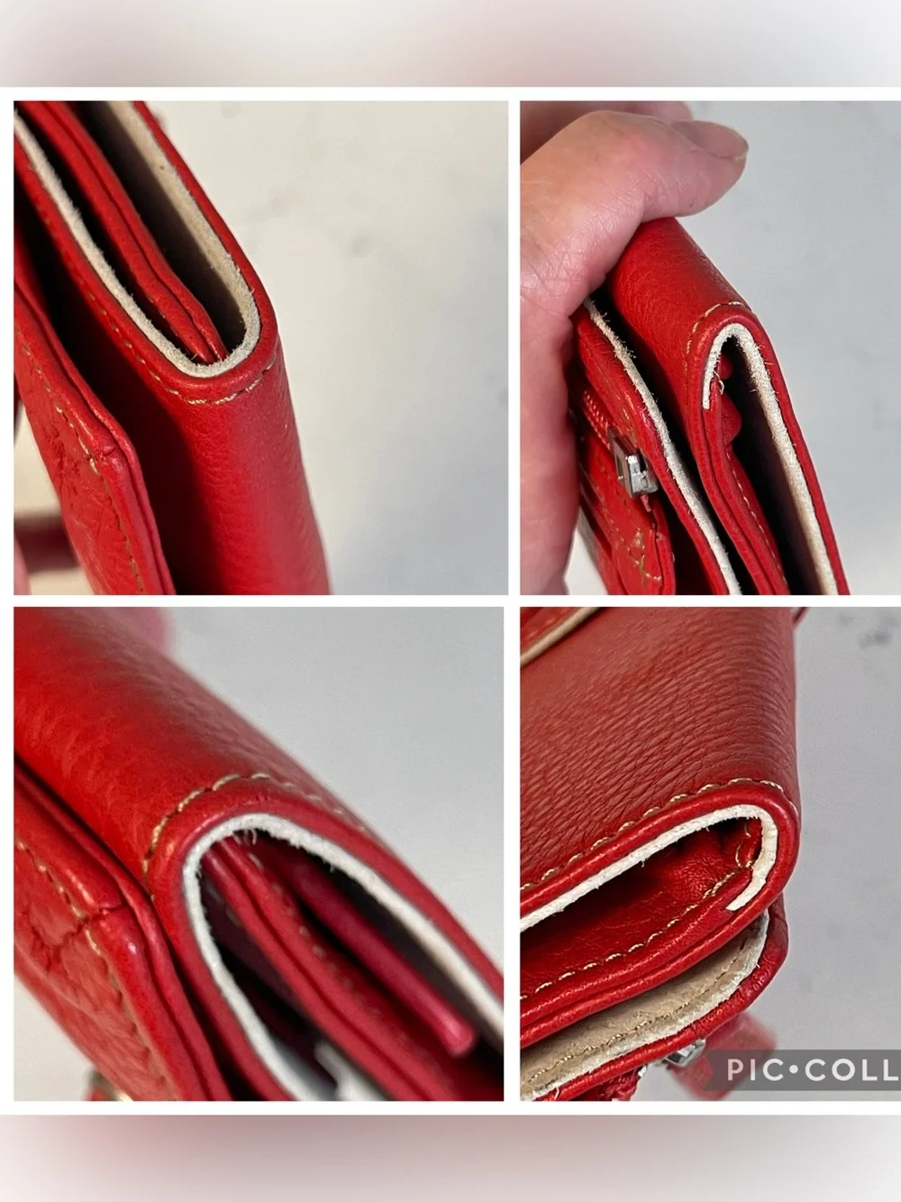 Levenger Red Leather Folded Travel Snap Trifold Jewelry Roll Case - Tech Case